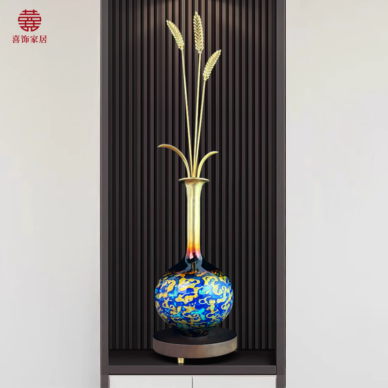 岁岁平安铜麦穗摆件入户玄关大麦新中式桌面装饰乔迁高档开业礼物