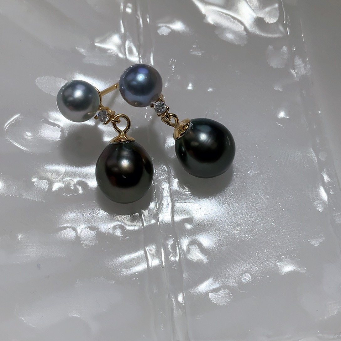 海水珍珠耳饰银S925镶嵌