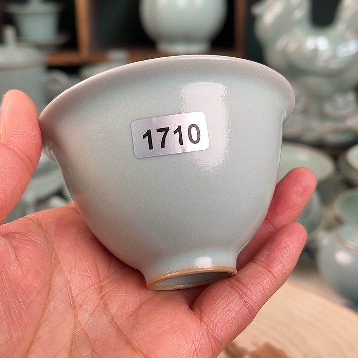 壶1710纯手工小碗杯，仿古月白釉色体验