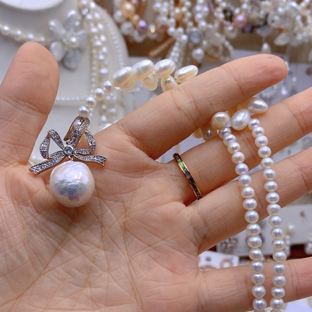 银S925镶嵌淡水珍珠耳饰✨***✨