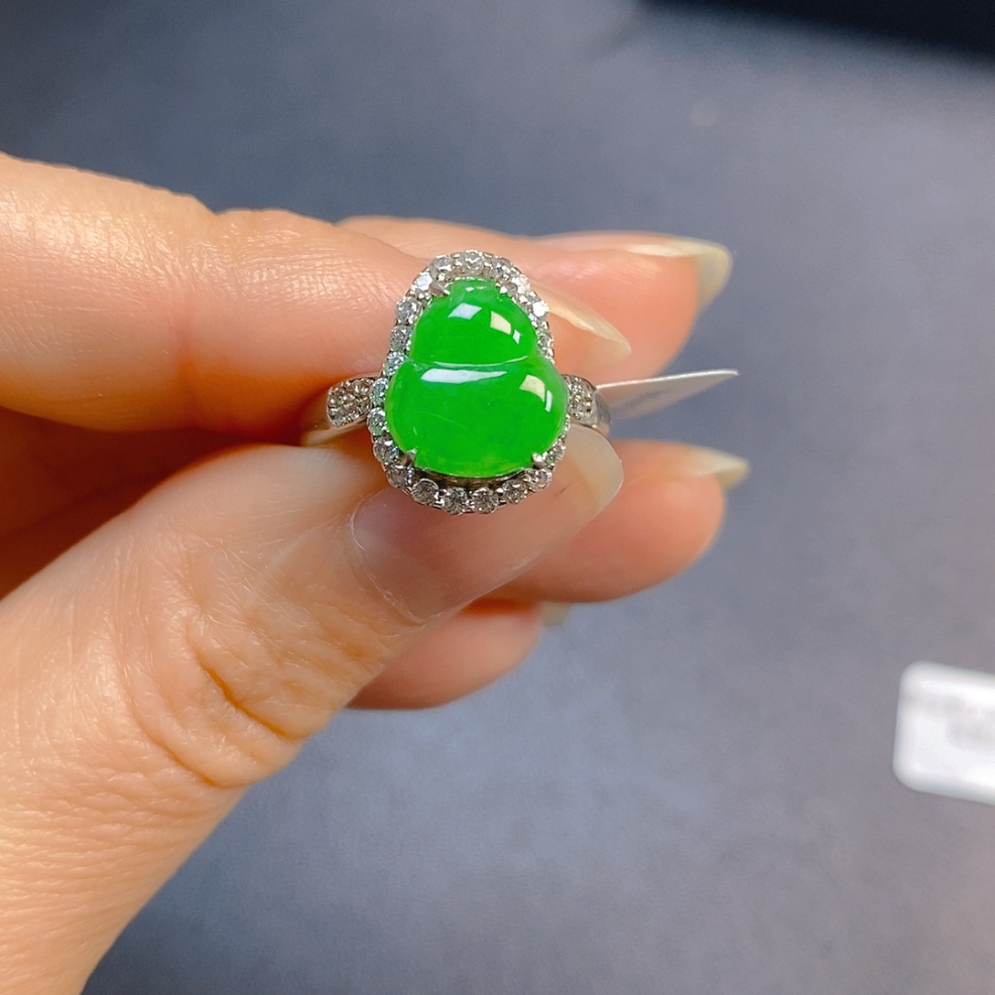 安***然翡翠银S925镶嵌戒指