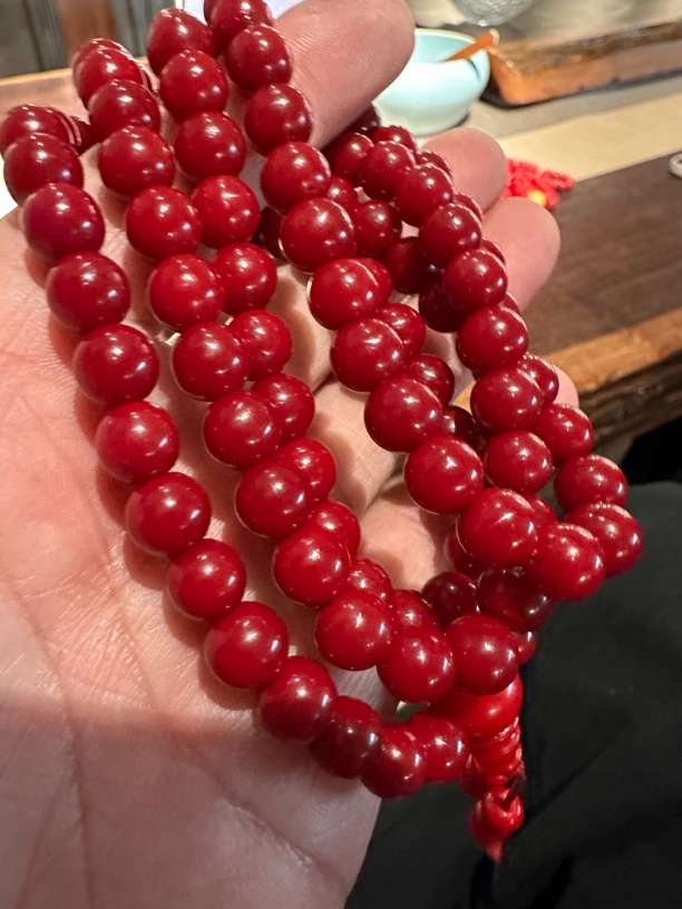 赤红色亚青怀业老念珠