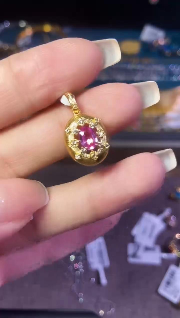 【玉峰珠宝】18K彩色蓝宝石吊坠（多样性发一）@@S2121