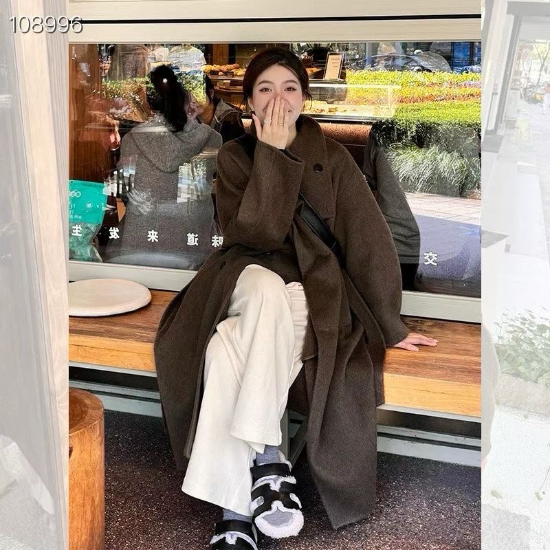 羊毛大衣孤品韩系简约长款长毛