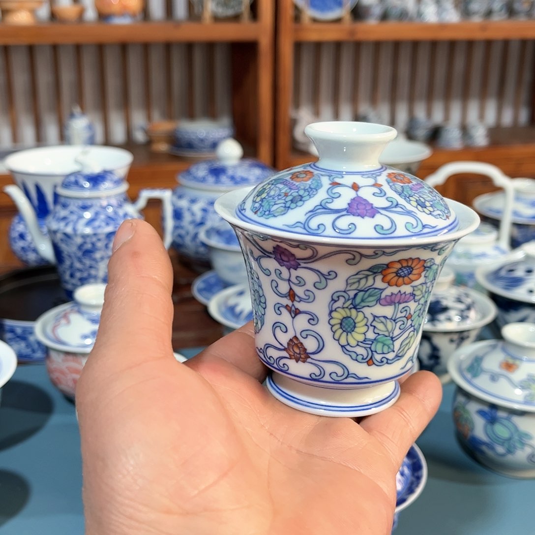 錡镇堂手工手绘盖碗