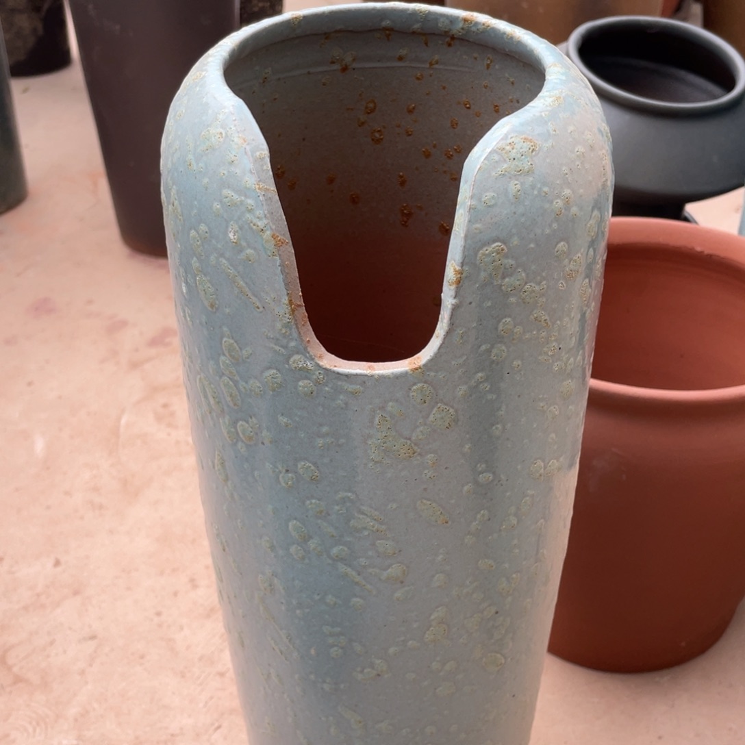 紫砂花盆高44口12马卡兰微瑕