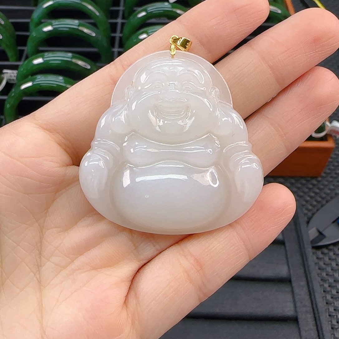 颈饰银S925镶嵌和田玉白玉佛公卡50