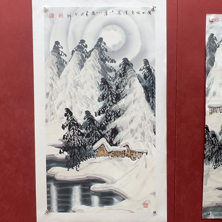 佛***砖国画塞外风光与年画好好看