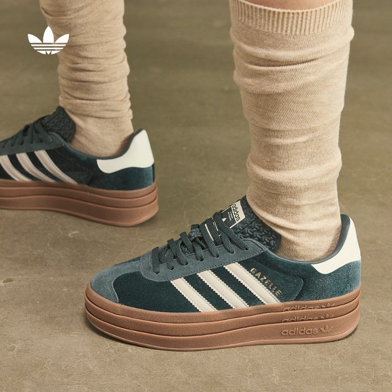 流光风「T头鞋」阿迪达斯三叶草GAZELLE BOLD男女休闲板鞋 IG4391