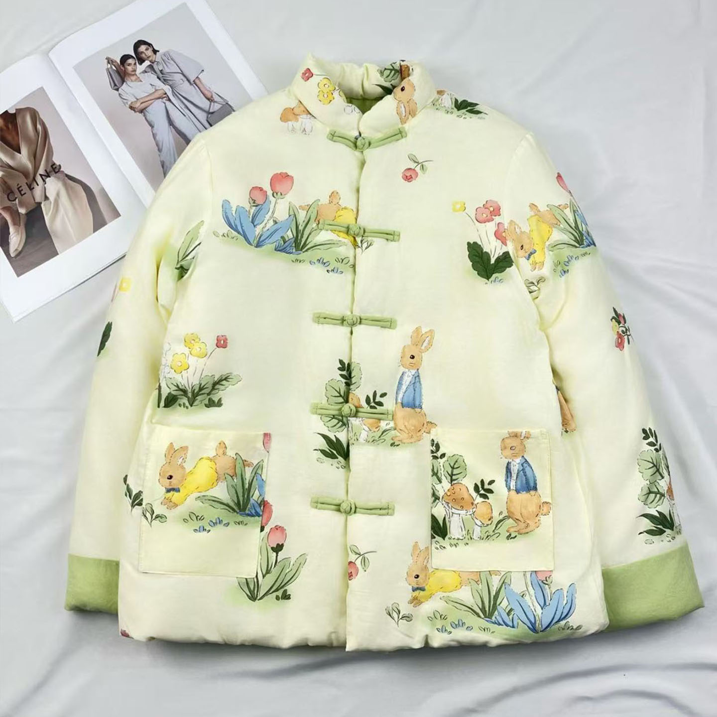 长袖印花棉衣加厚立领常规款女装棉花棉袄中式提花秋冬纯手工棉服