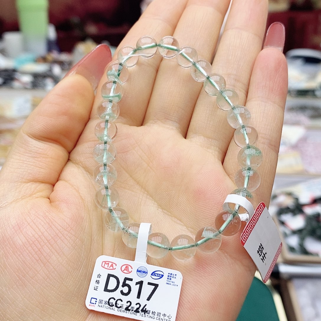 水晶手链未镶嵌D517翠幽灵金字塔7.6m