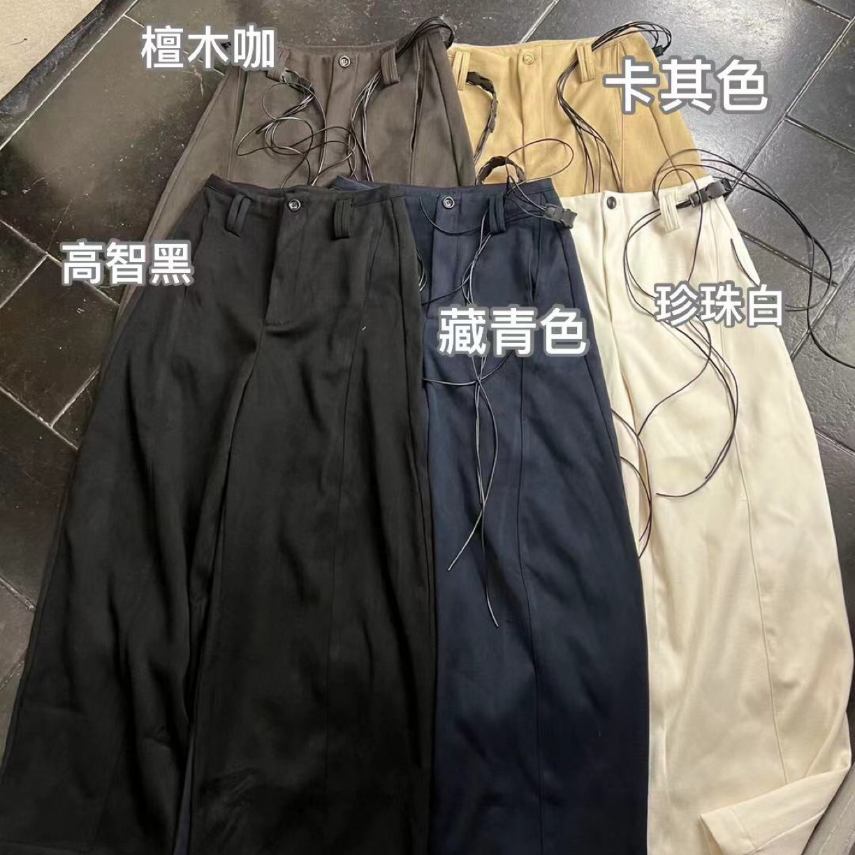 LIN ZONG “冬日序曲”高腰加绒显瘦阔腿工装裤休闲百搭系带舒适