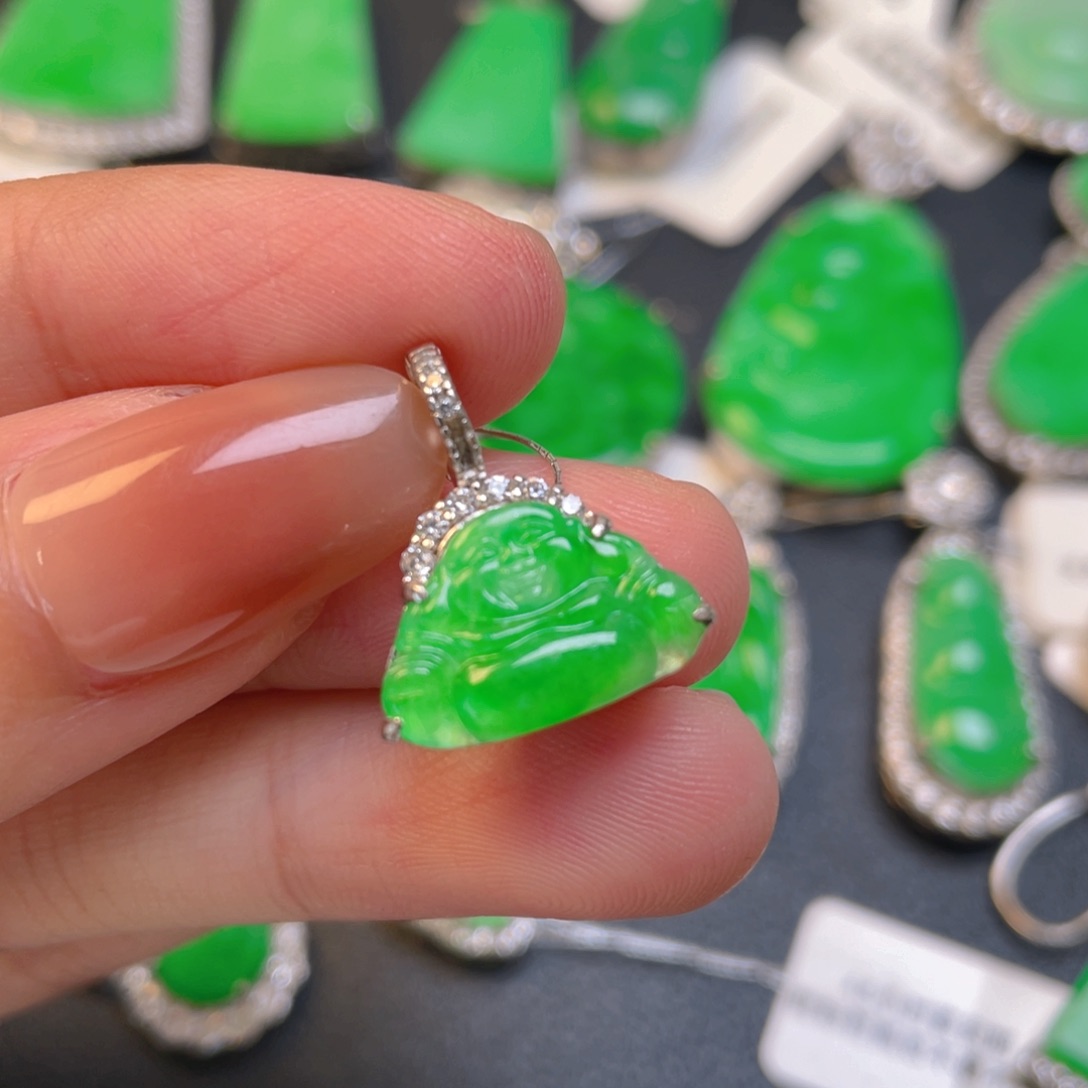 翡翠银S925镶嵌颈饰万能扣