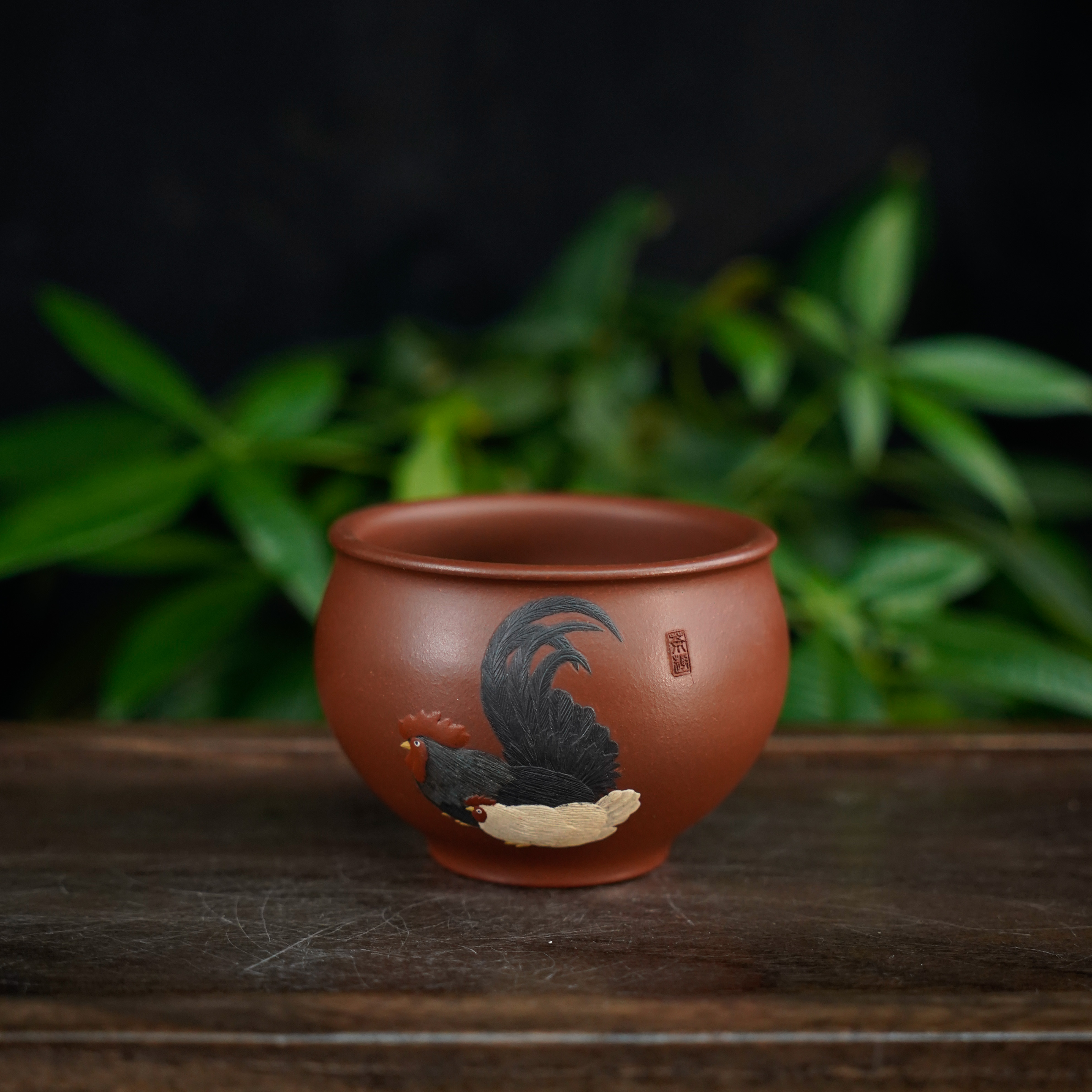 GSZS-5406   宜兴手工紫砂   晨鸡栖砂杯
