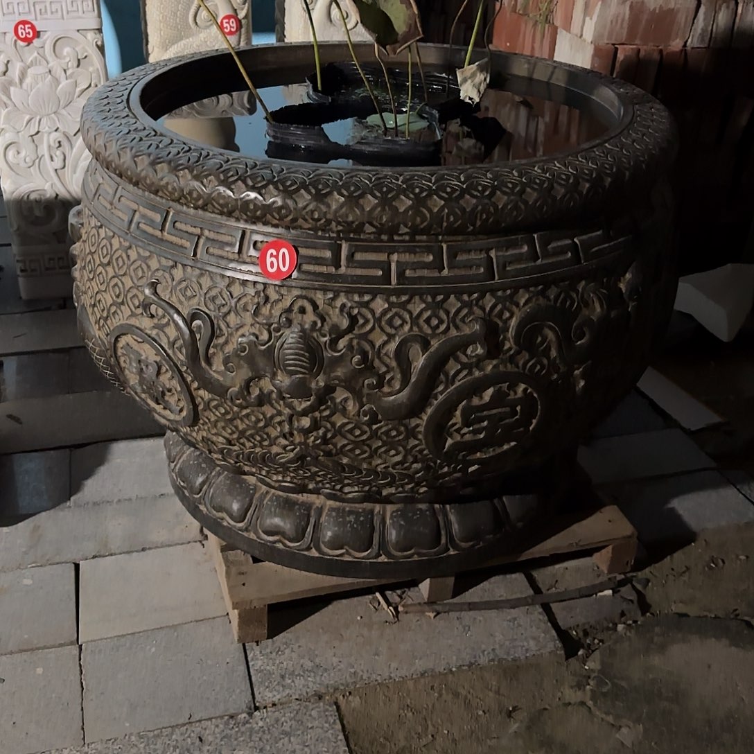 石材石缸直径1米高70公分青石仿古做旧款