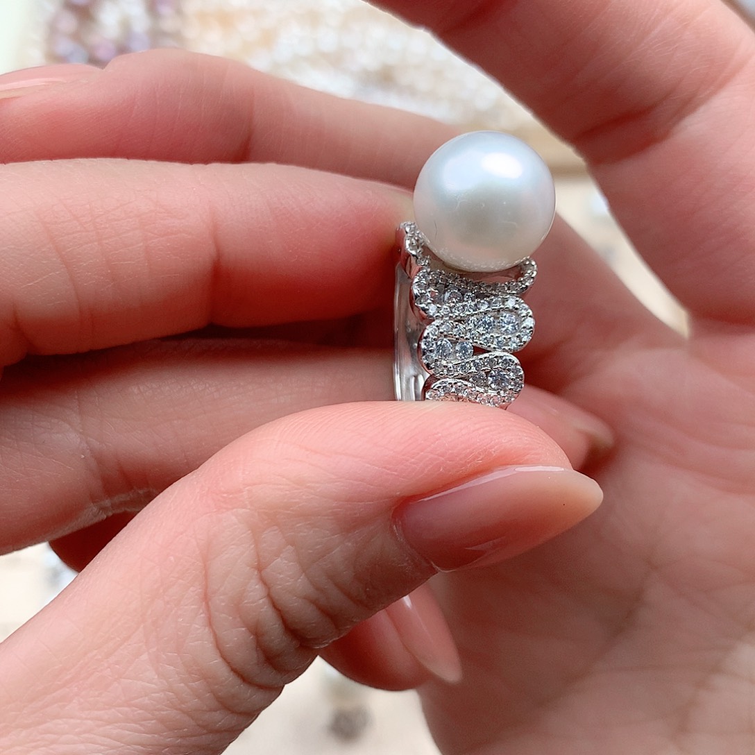淡水珍珠戒指银S925镶嵌