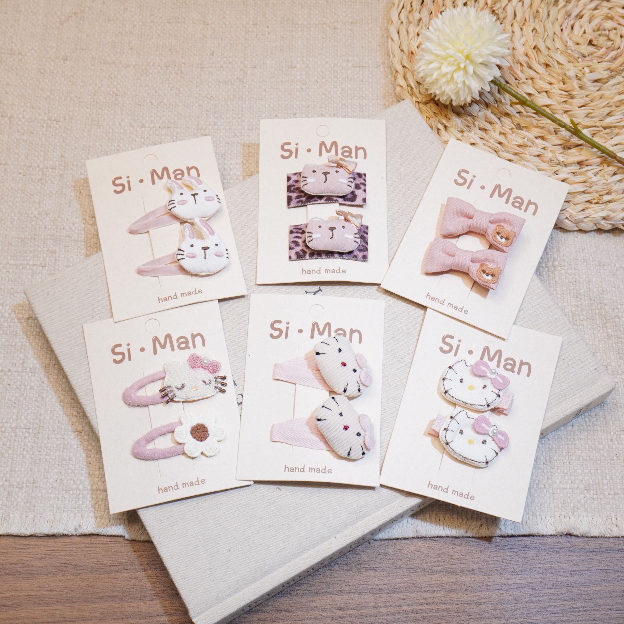 韩版卡通可爱猫咪小熊全包夹发夹掰掰夹发饰