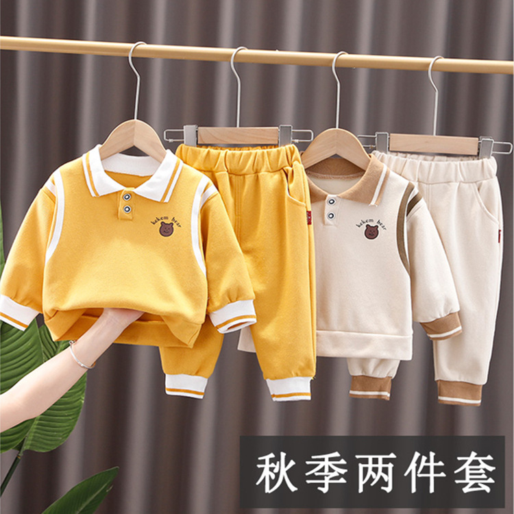 戴维贝贝优选童装女童套装秋装中小童长袖翻领上衣休闲裤儿童运动