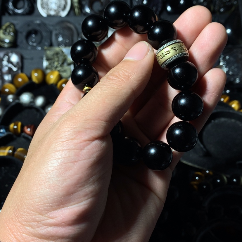 【闪购商品】黑曜岩手链未镶嵌悄*