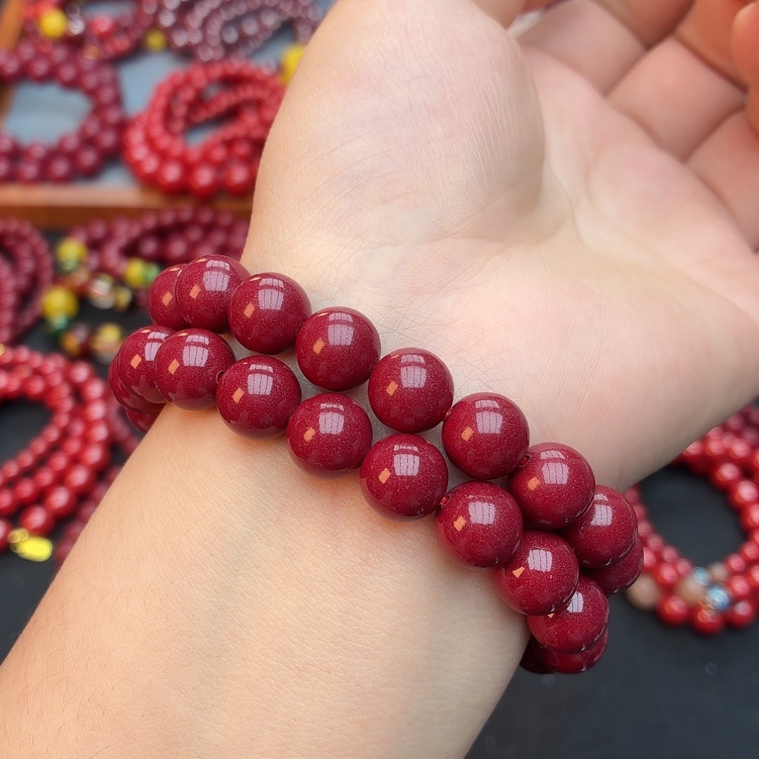 天然辰砂10m双圈紫金砂