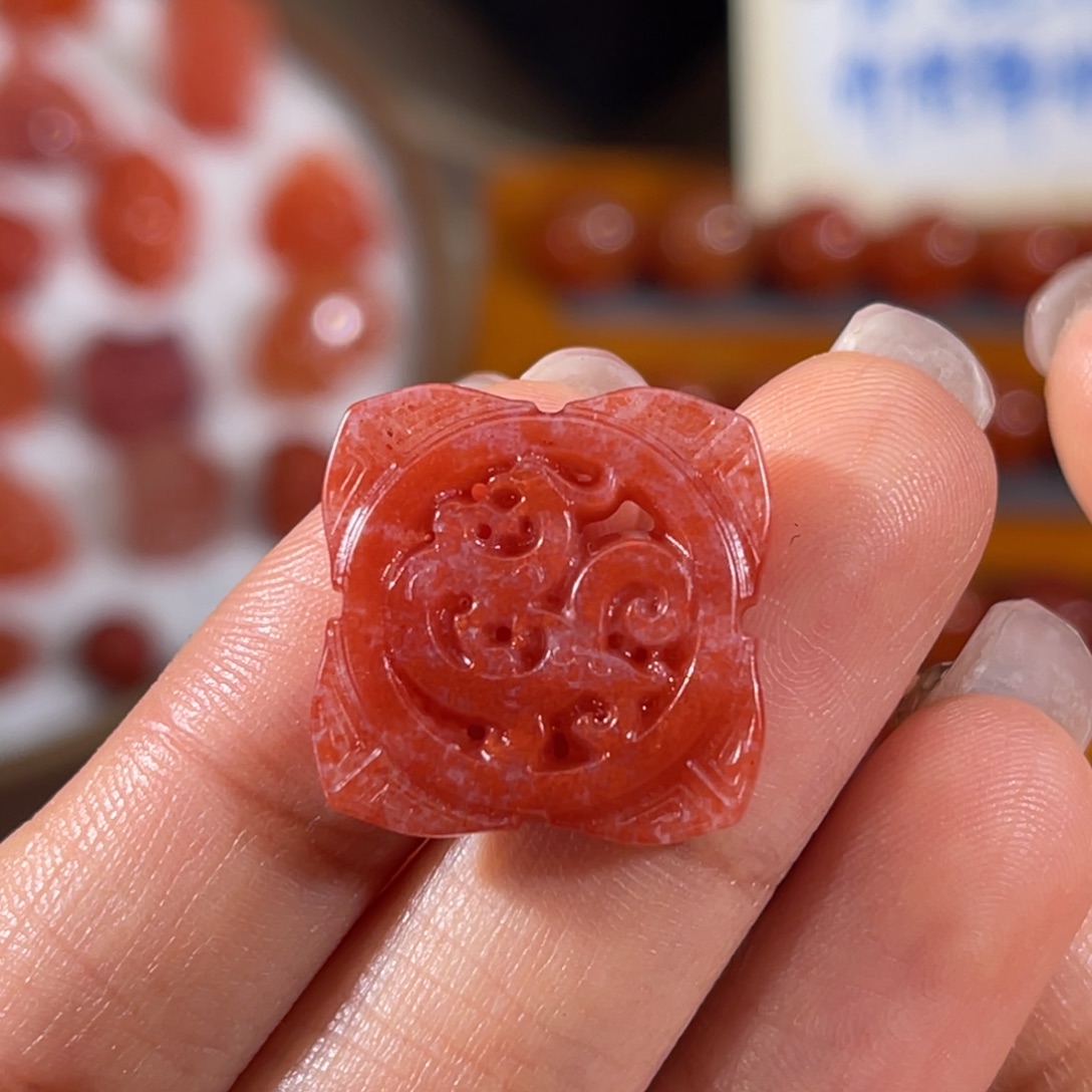 南红玛瑙未镶嵌玉璧 18.7x3.7mm 不退换