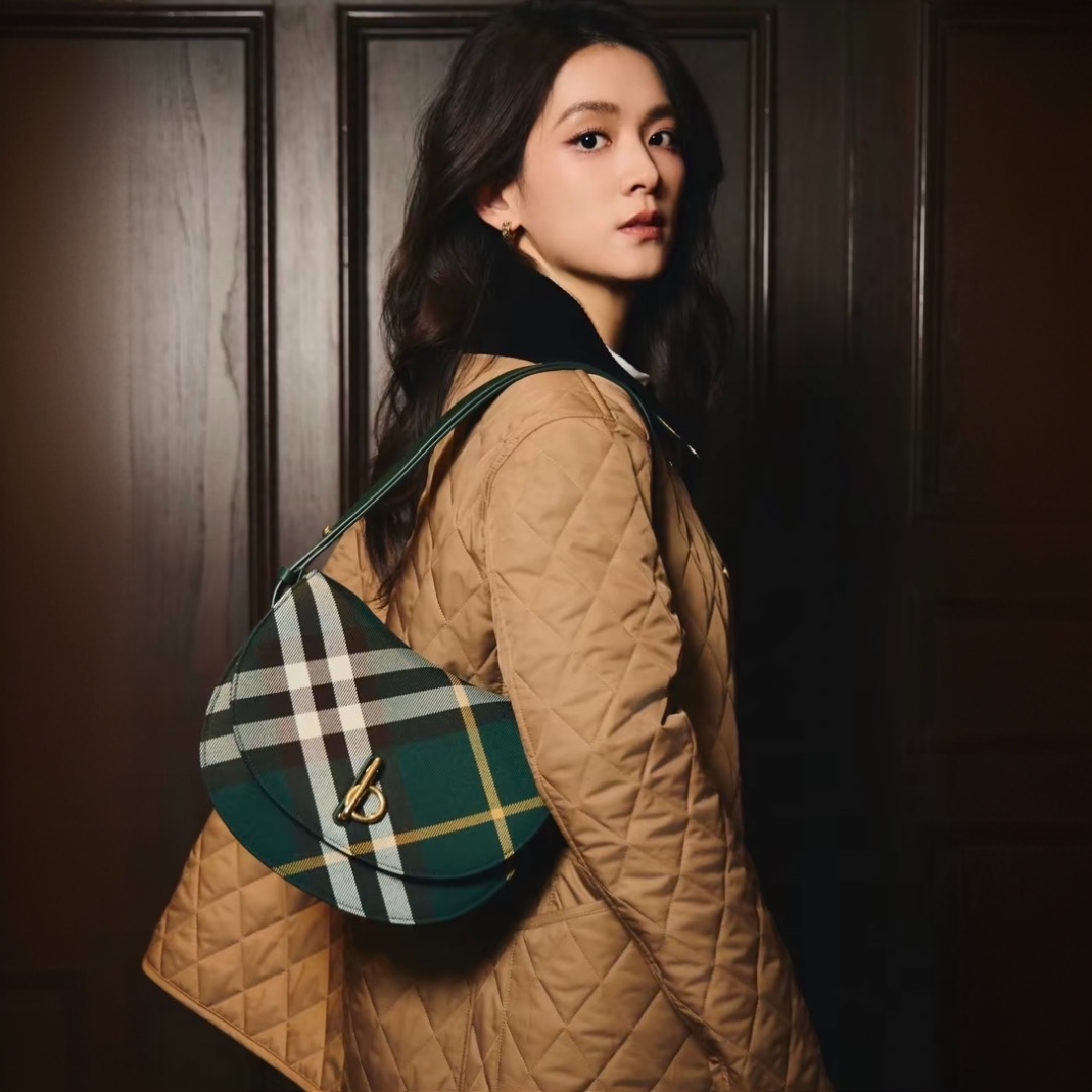 99新 BURBERRY/博柏利 CM0010 Bbr 棕色菱形格纹棉服外套 XS码