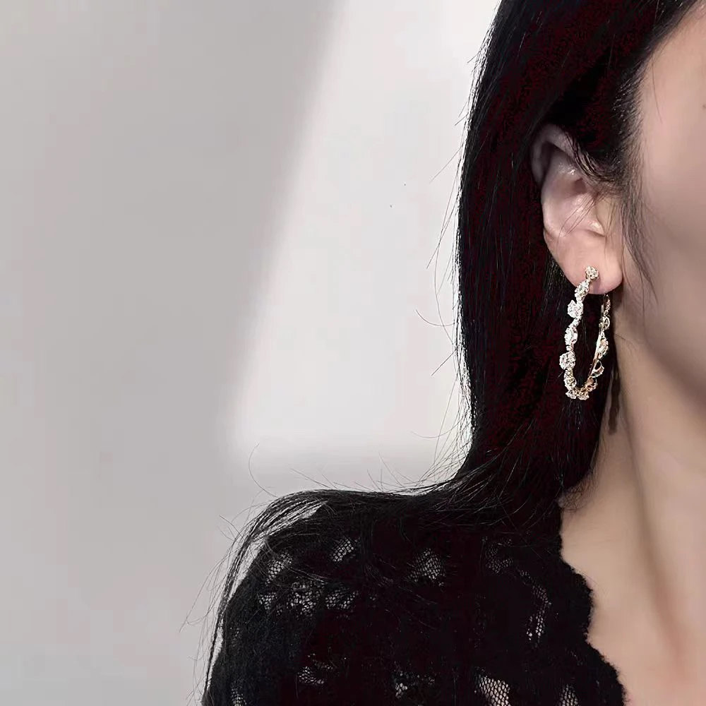 铜合金锆石耳饰 铜合金民族风日韩耳环耳扣复古夸张大耳饰PT1843