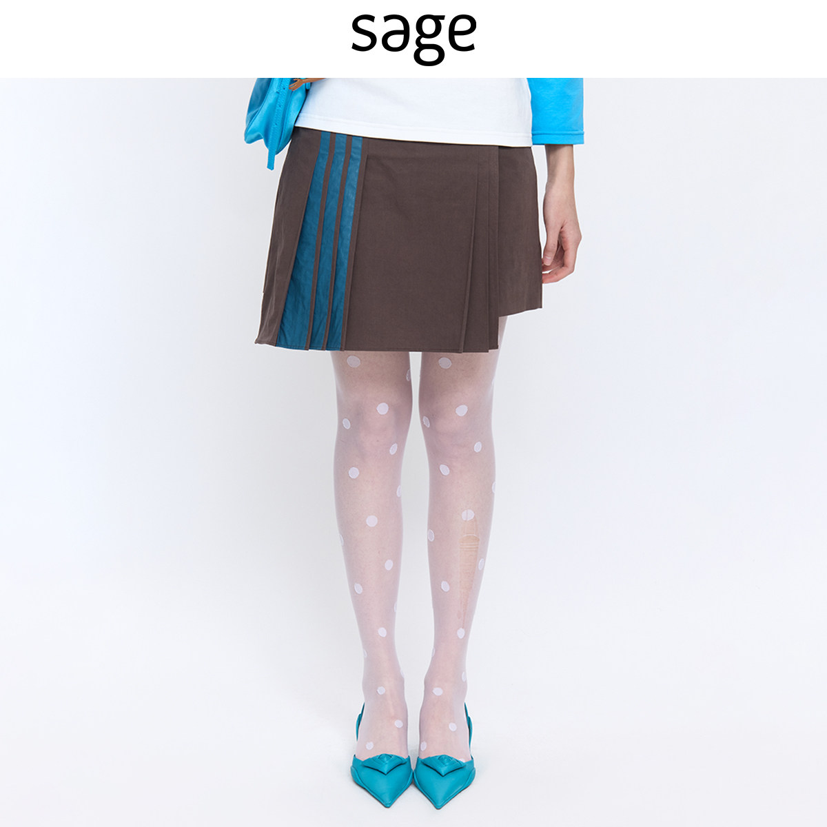 sagestudio 沙漠棕榈撞色叠折半腰松紧裤裙