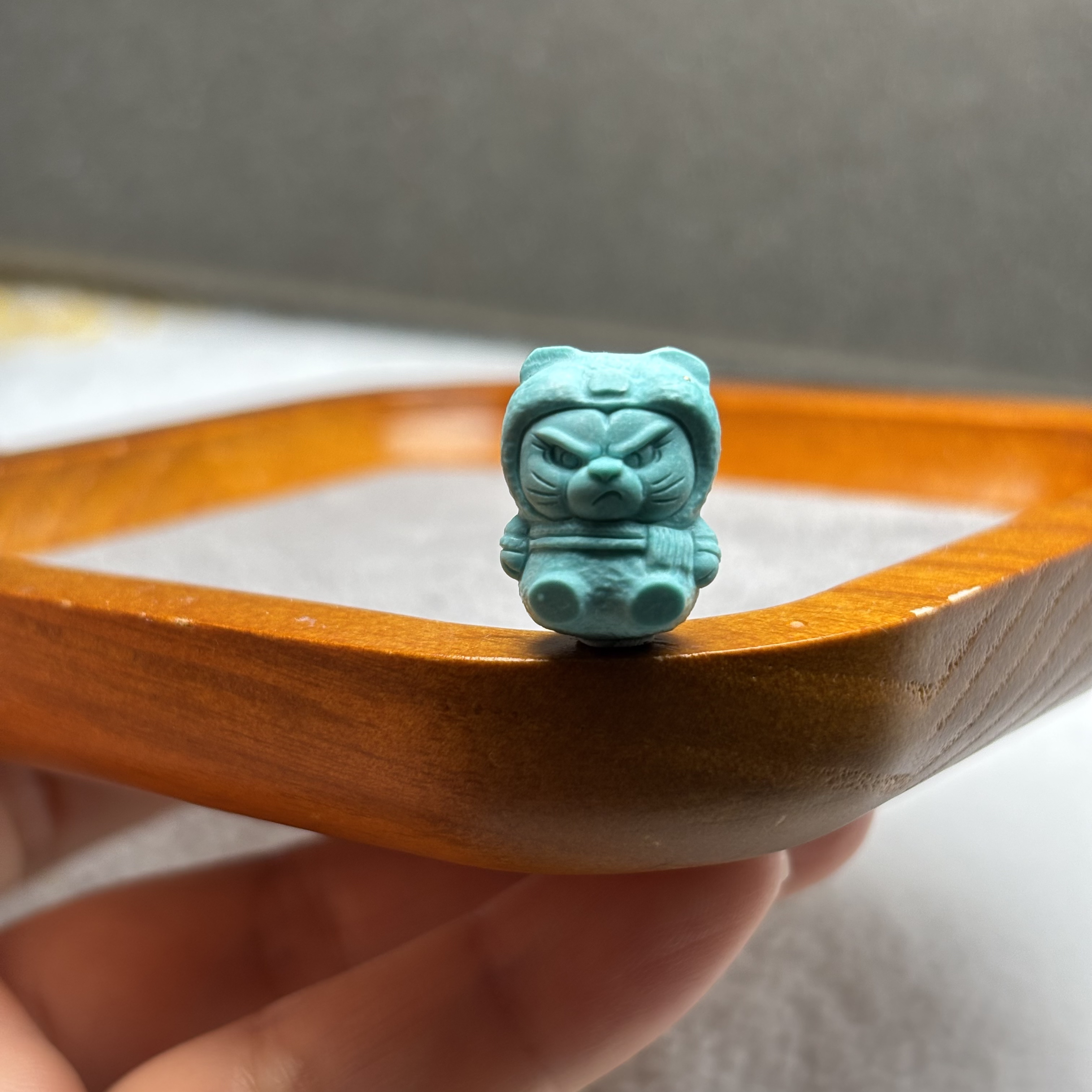 原矿绿松石高瓷精雕可爱熊熊