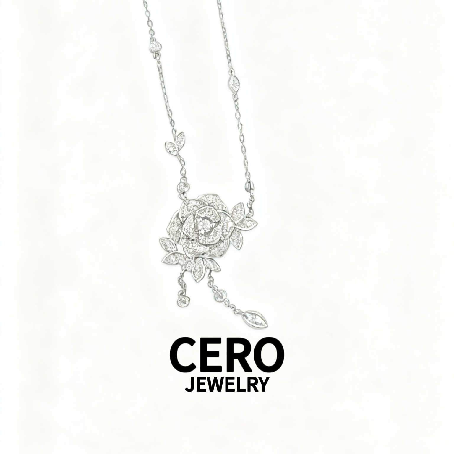 CERO【玫瑰流苏项链】重金满轻奢时尚百搭满钻(项链) KK00330