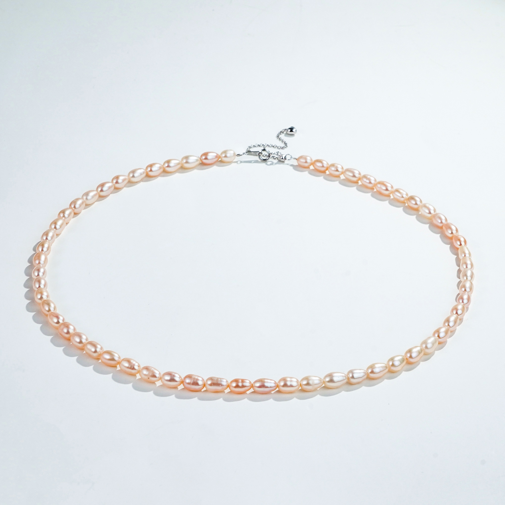 5-6mmA469-H 无核S925银天然淡水珍珠项链中国红多样性发货45cm