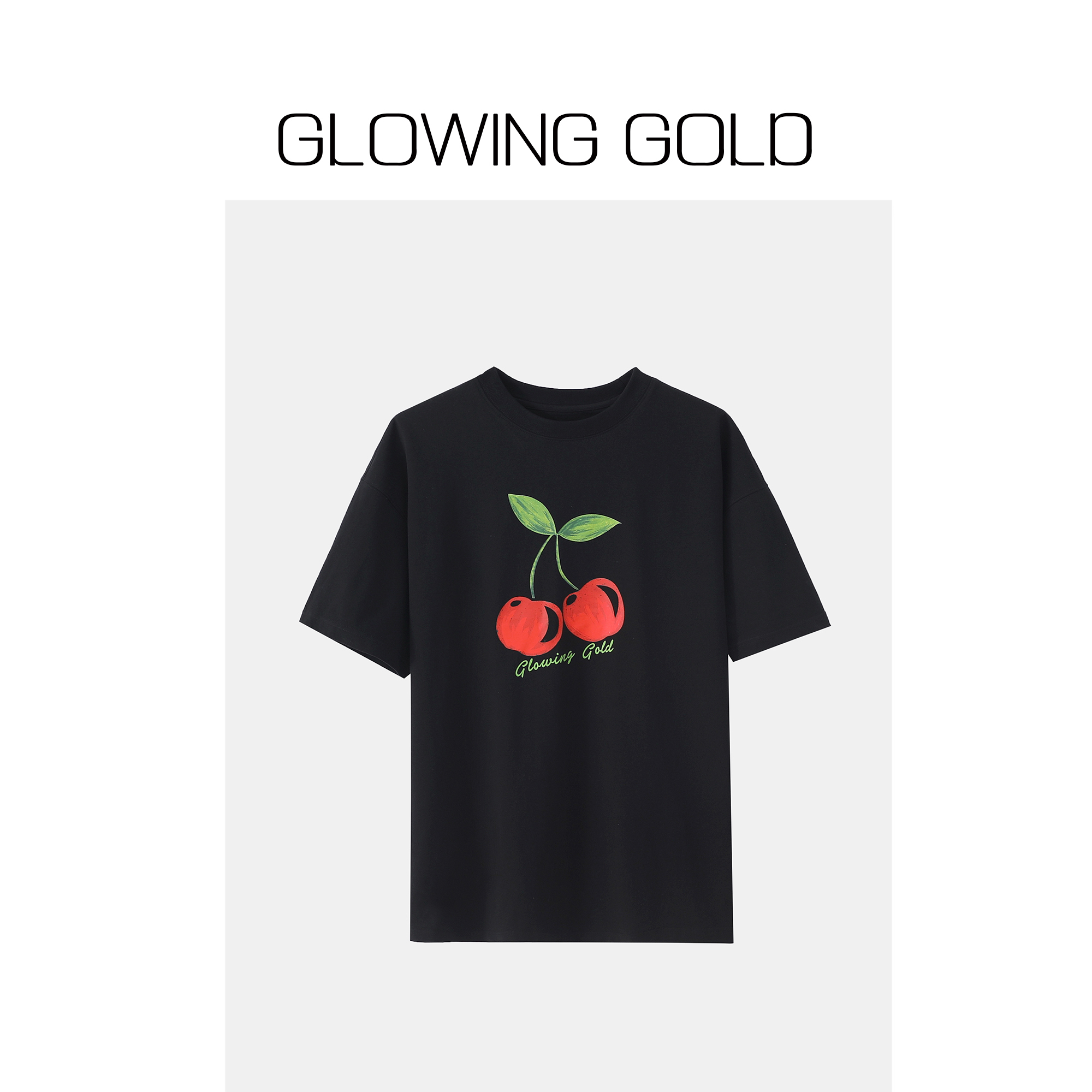 042夏季大樱桃印花圆领短袖印花T恤