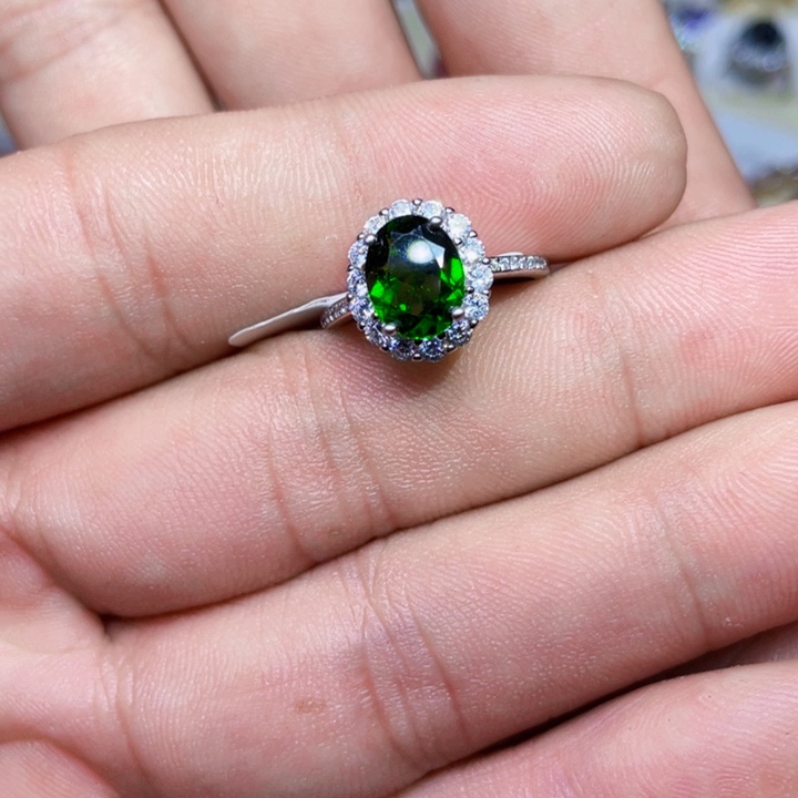 透辉石戒指银S925镶嵌……….