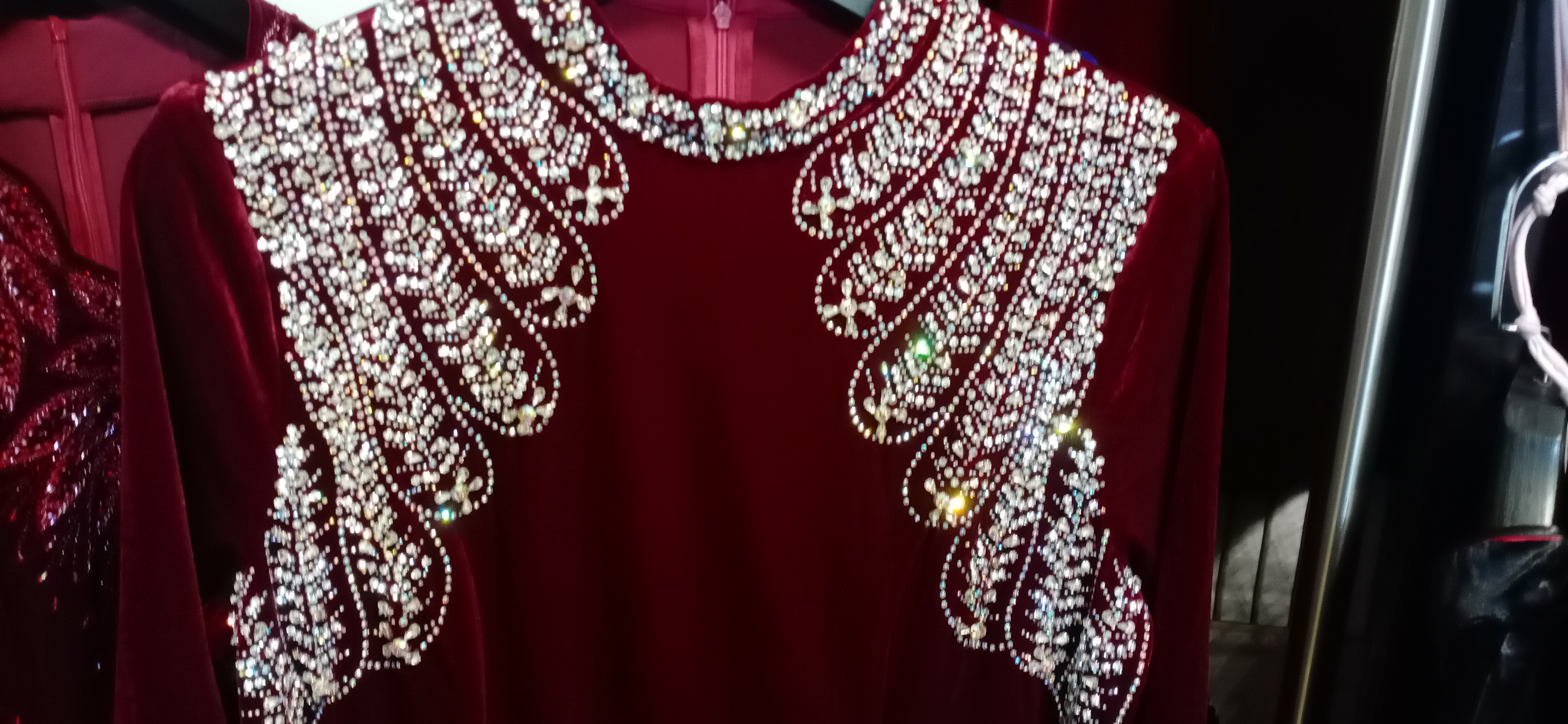 京羽裳春秋新款重工手工钉珠优雅气质中袖喜宴礼服喜婆婆喜妈妈装