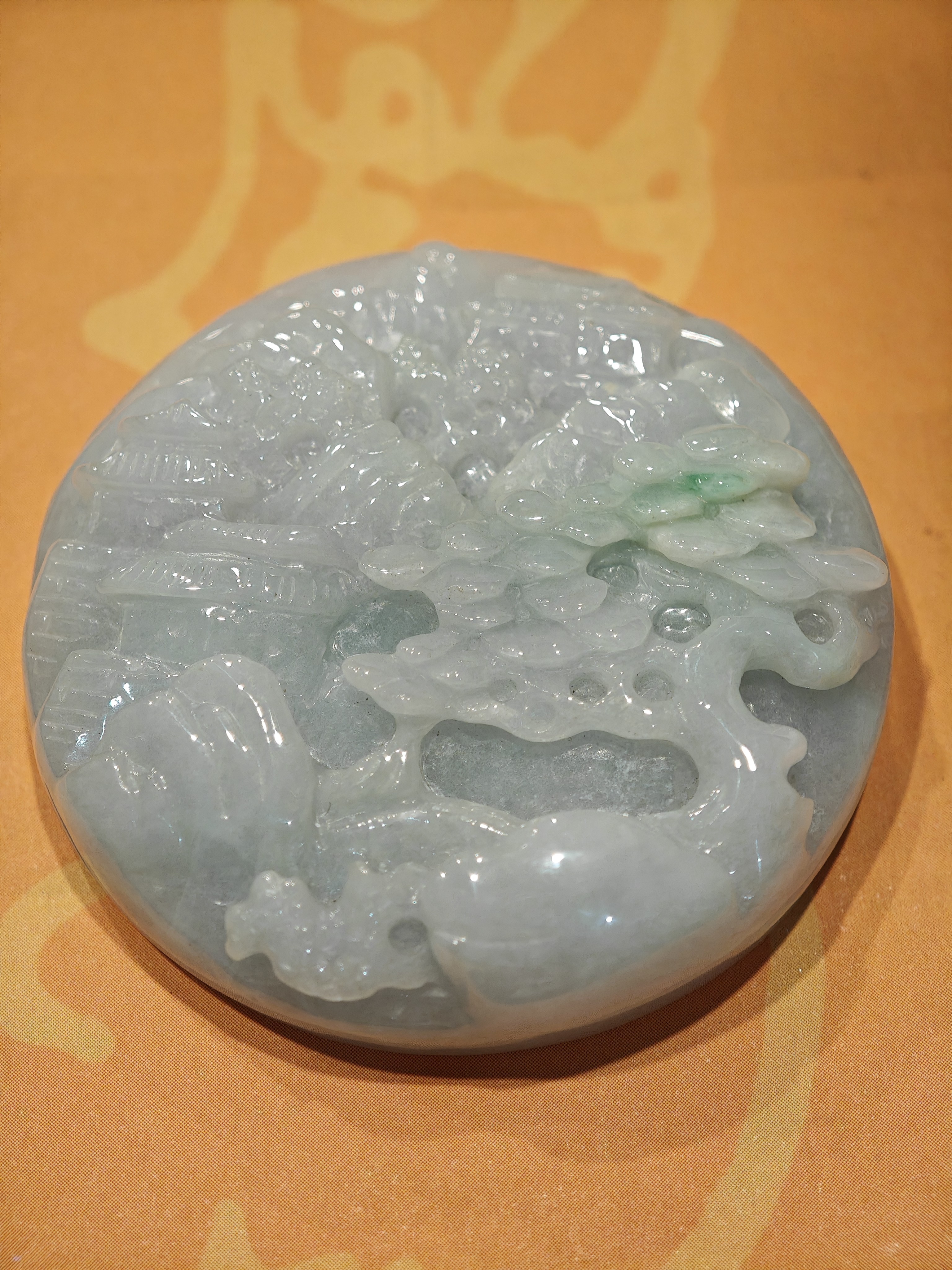 天然缅甸A货翡翠挂件 山水牌