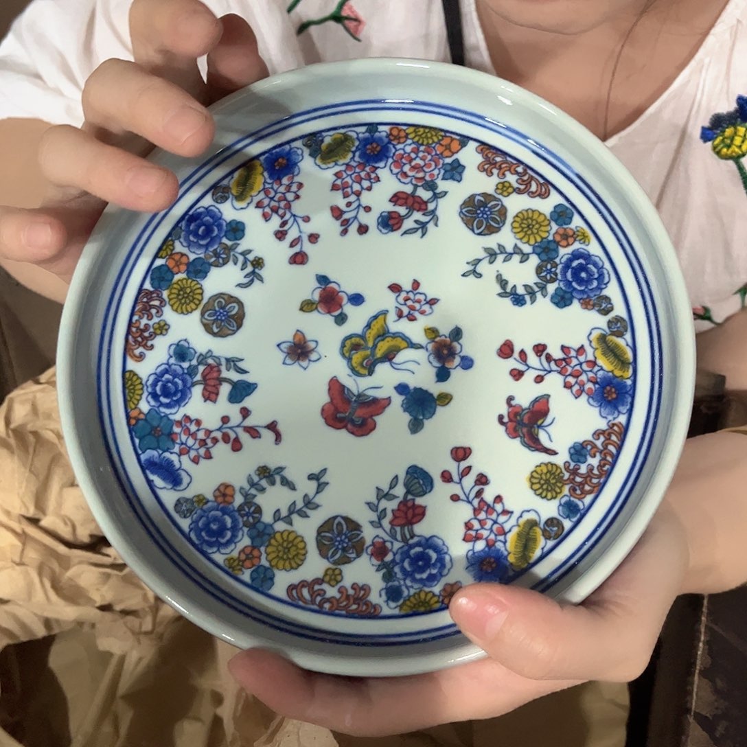 摆件/////景德镇陶瓷茶盘。绿。