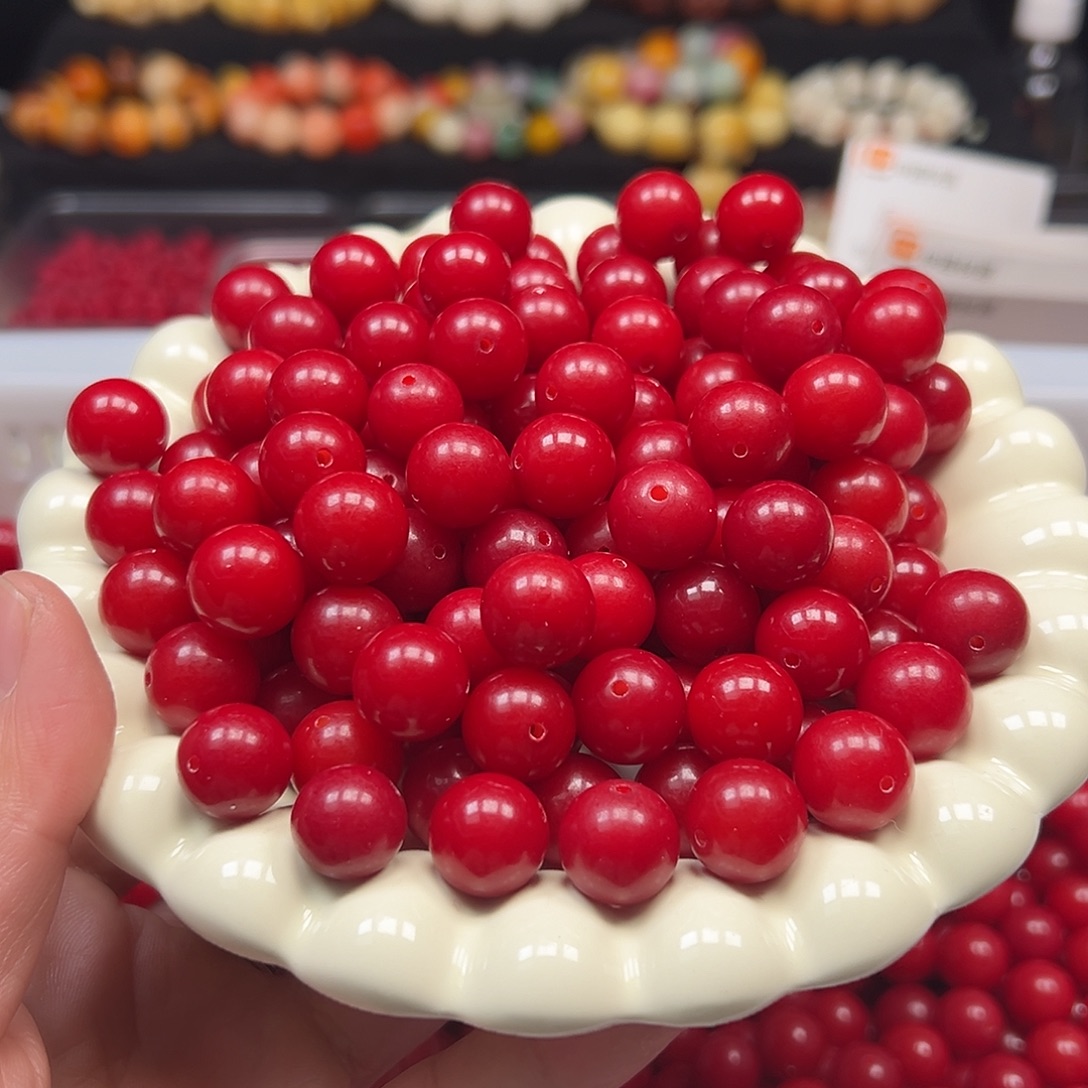 手串菩提根/象牙果108颗14尺寸正红色圆珠