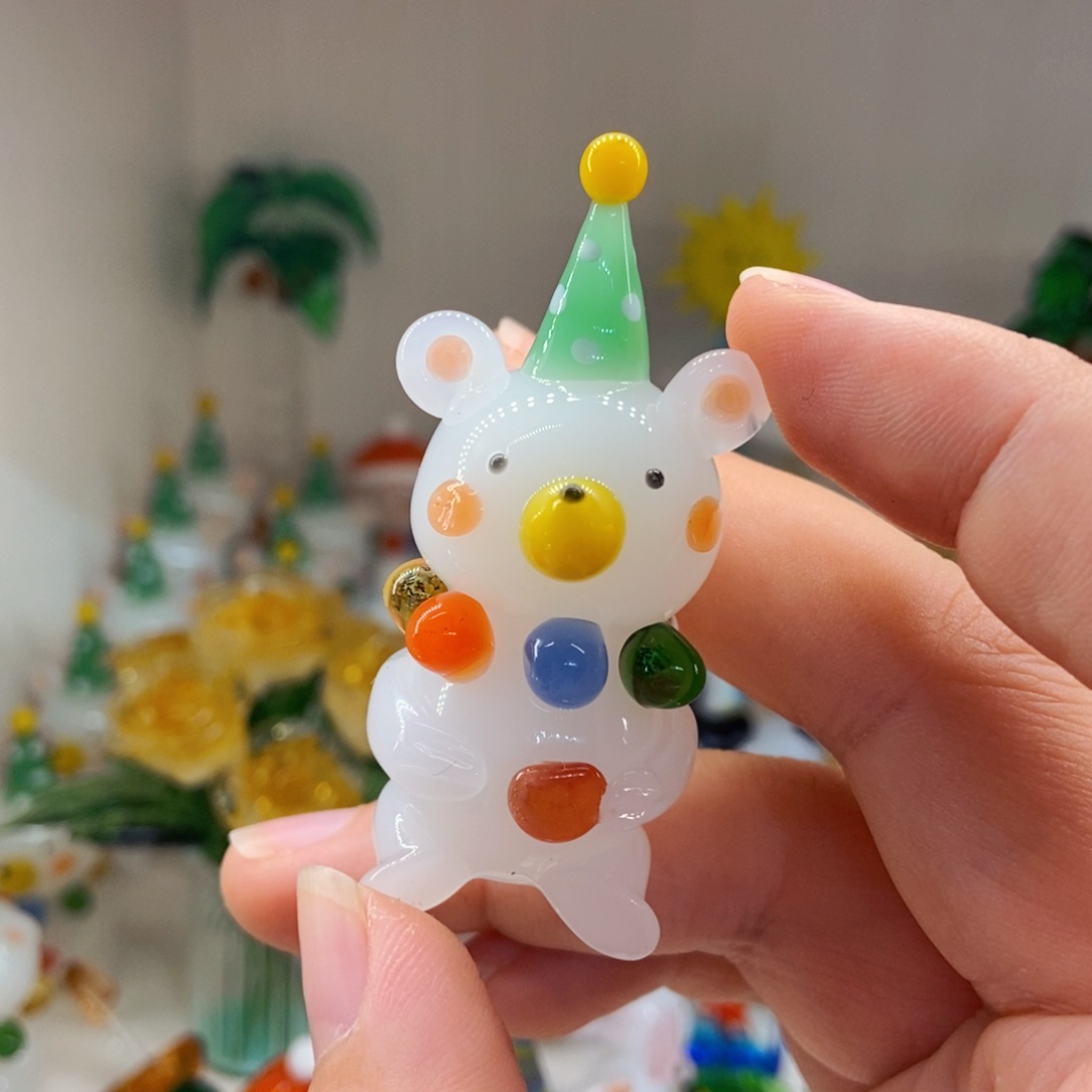 琉璃手工艺品彩珠熊