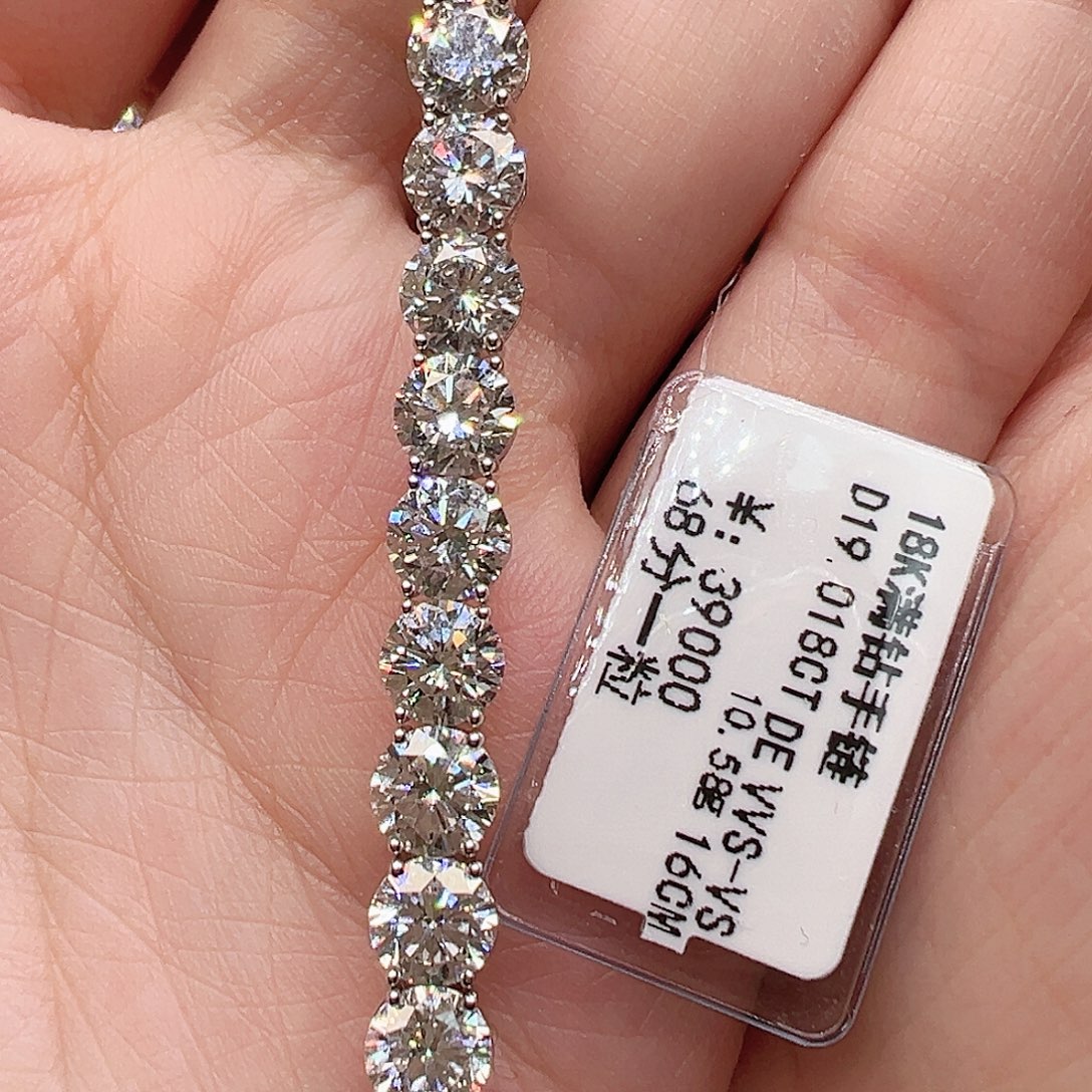 套链18K金镶嵌实验室培育钻石单颗68分，网球款手链