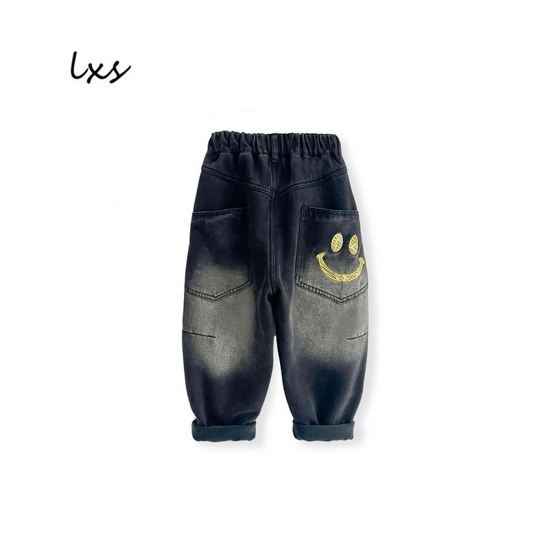 童装冬季加绒牛仔裤2025儿童韩版宽松百搭洋气潮款水洗牛仔A52223