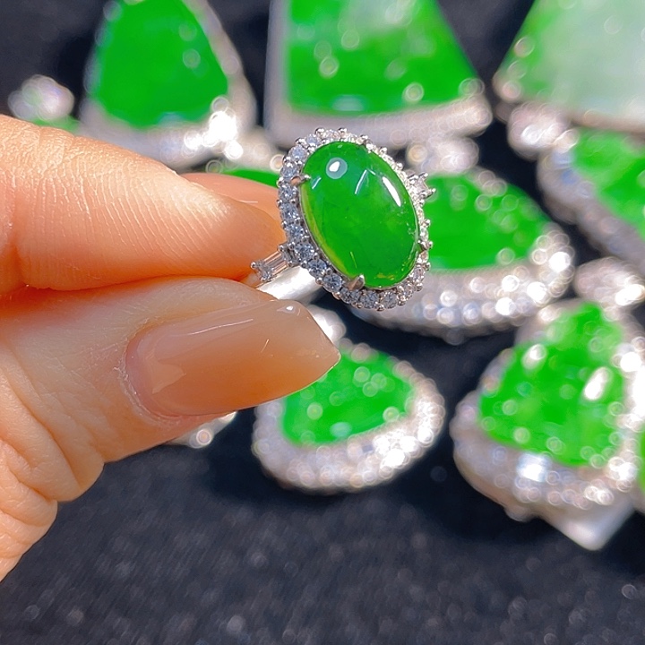 翡翠银S925镶嵌戒指翡翠