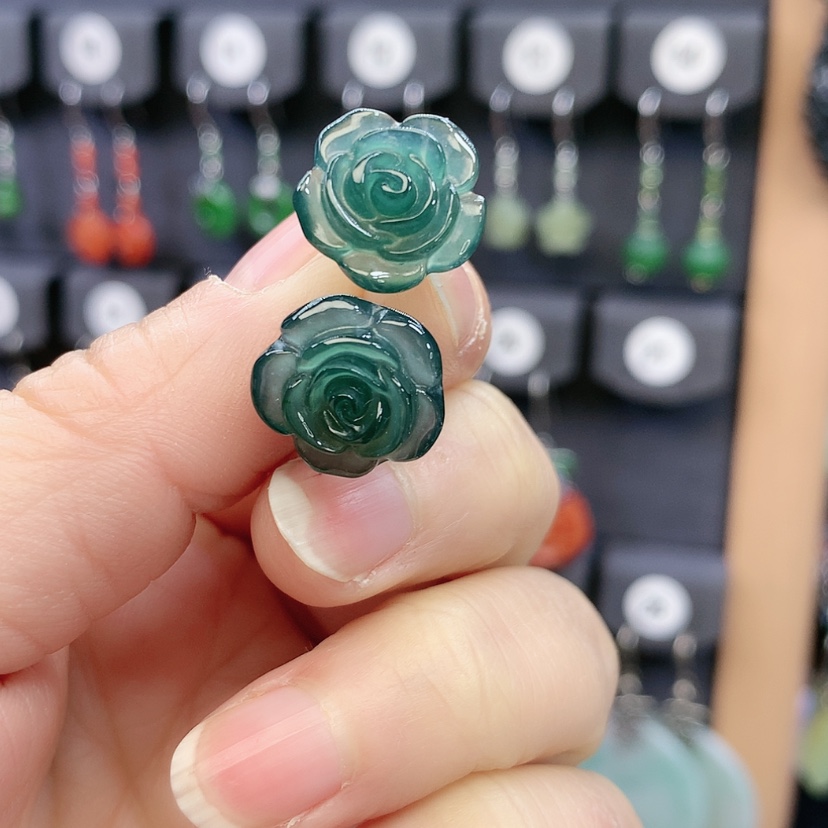 【闪购商品】翡翠耳饰银S925镶嵌精美