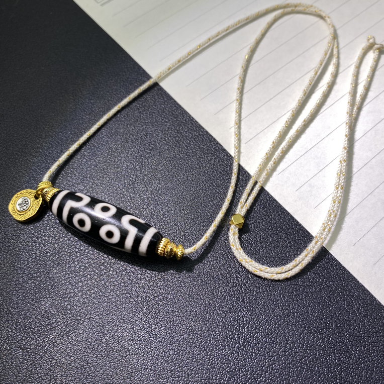 黑白七眼天珠锁骨链