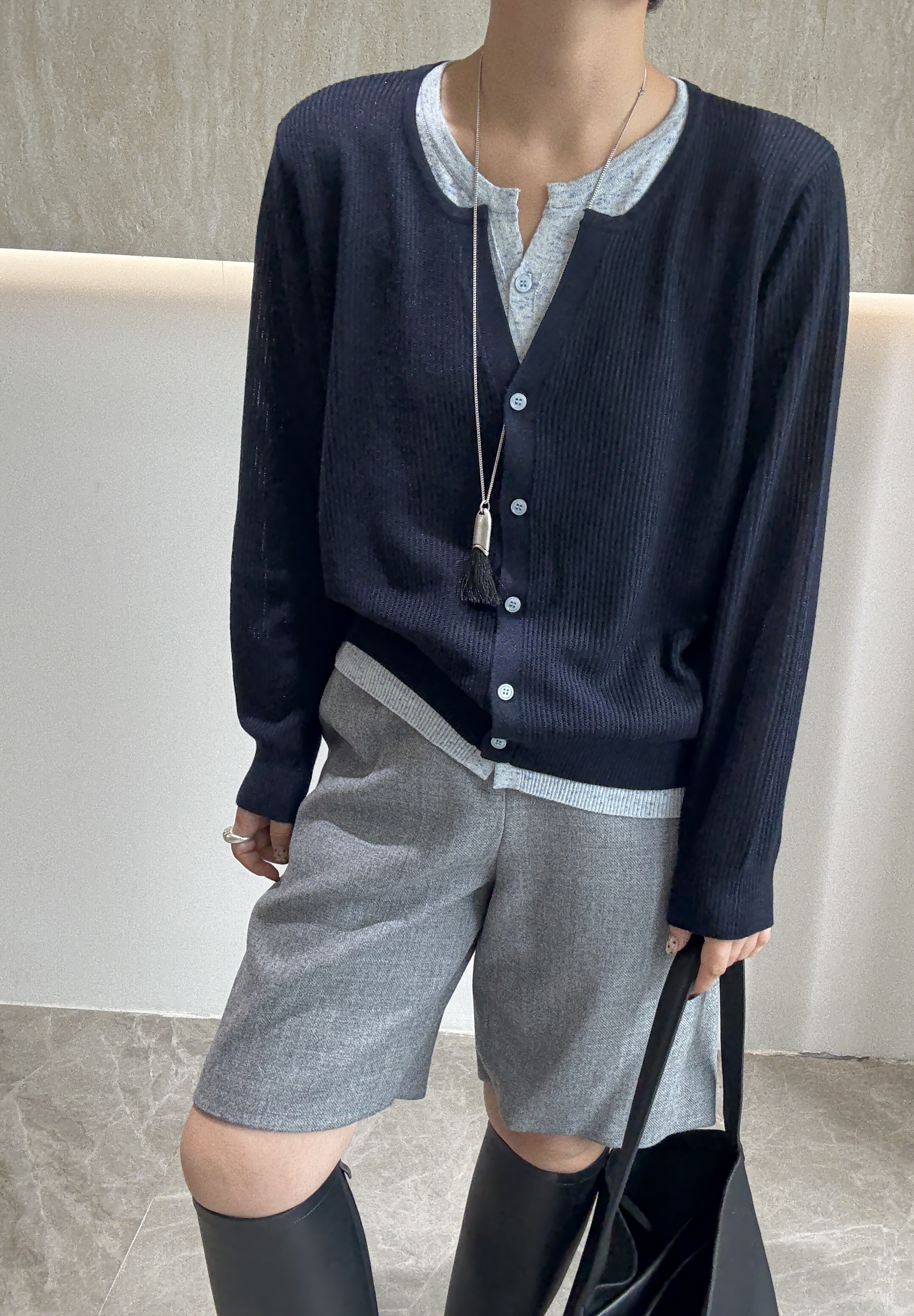 MGN秋冬女【拼色假两件】老钱风时尚通勤百搭气质显瘦长袖针织开衫