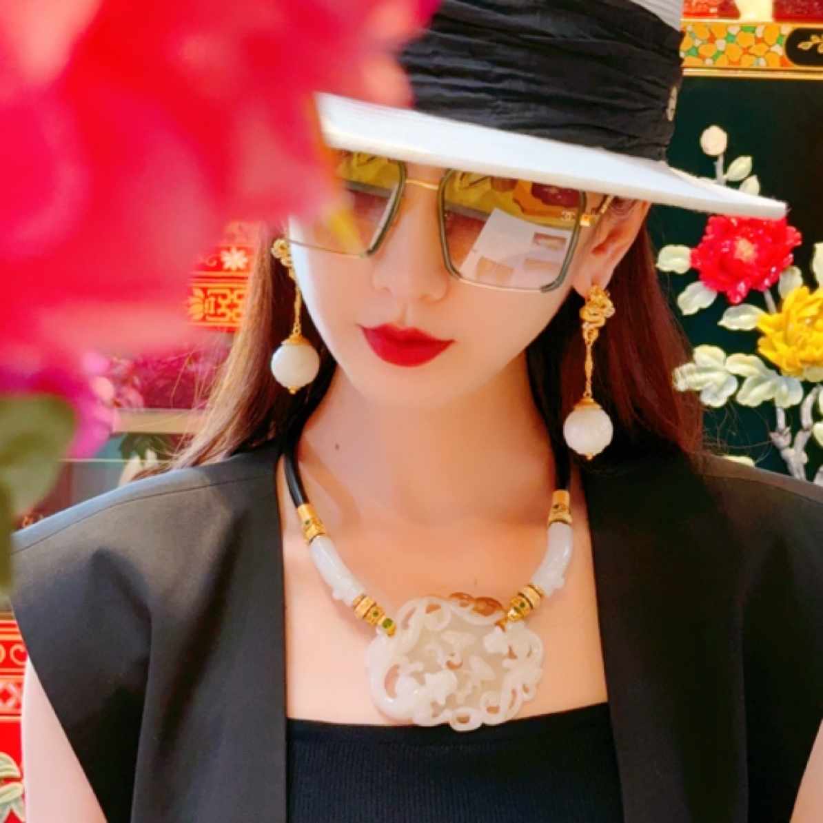 【天玺珠宝】原创设计和田玉双龙护主平安富贵玉佩时尚高级老钱项链