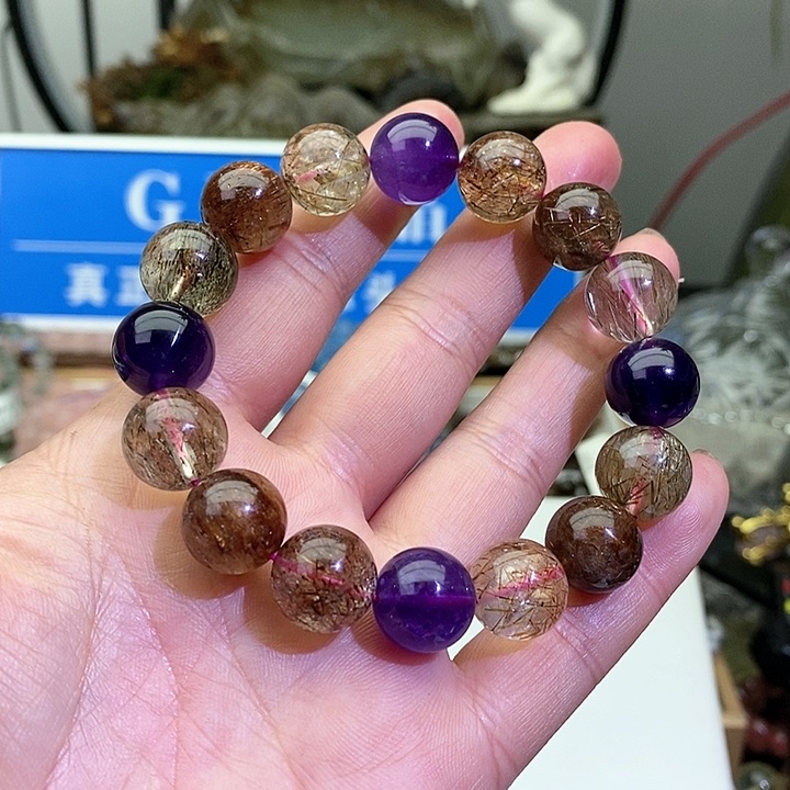 水晶手链未镶嵌黑加仑12+