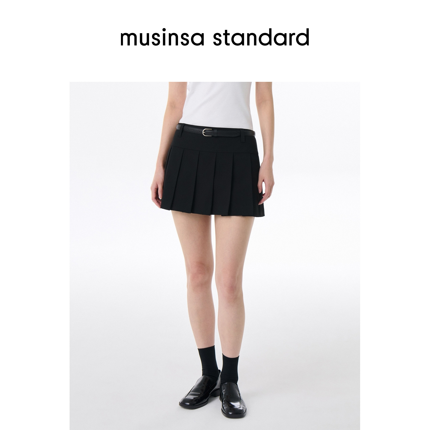 韩国25秋冬女士低腰褶皱甜酷显腿长百褶短裤裙musinsa standard