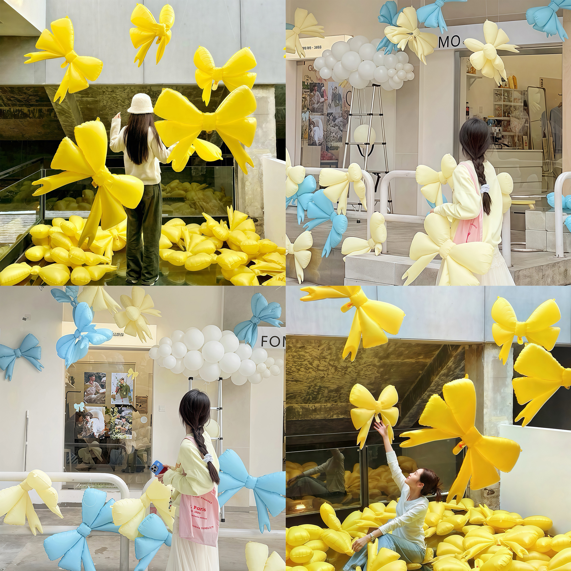  ins风哑光磨砂蝴蝶结气球装饰店铺活动儿童生日派对布置拍照道具