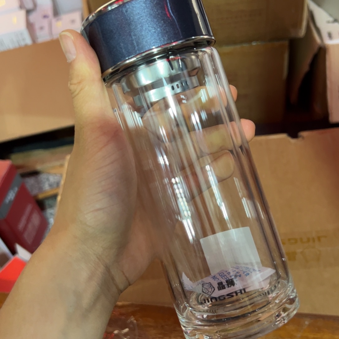 晶双层玻璃杯340蓝色提环316玻璃杯➕杯套