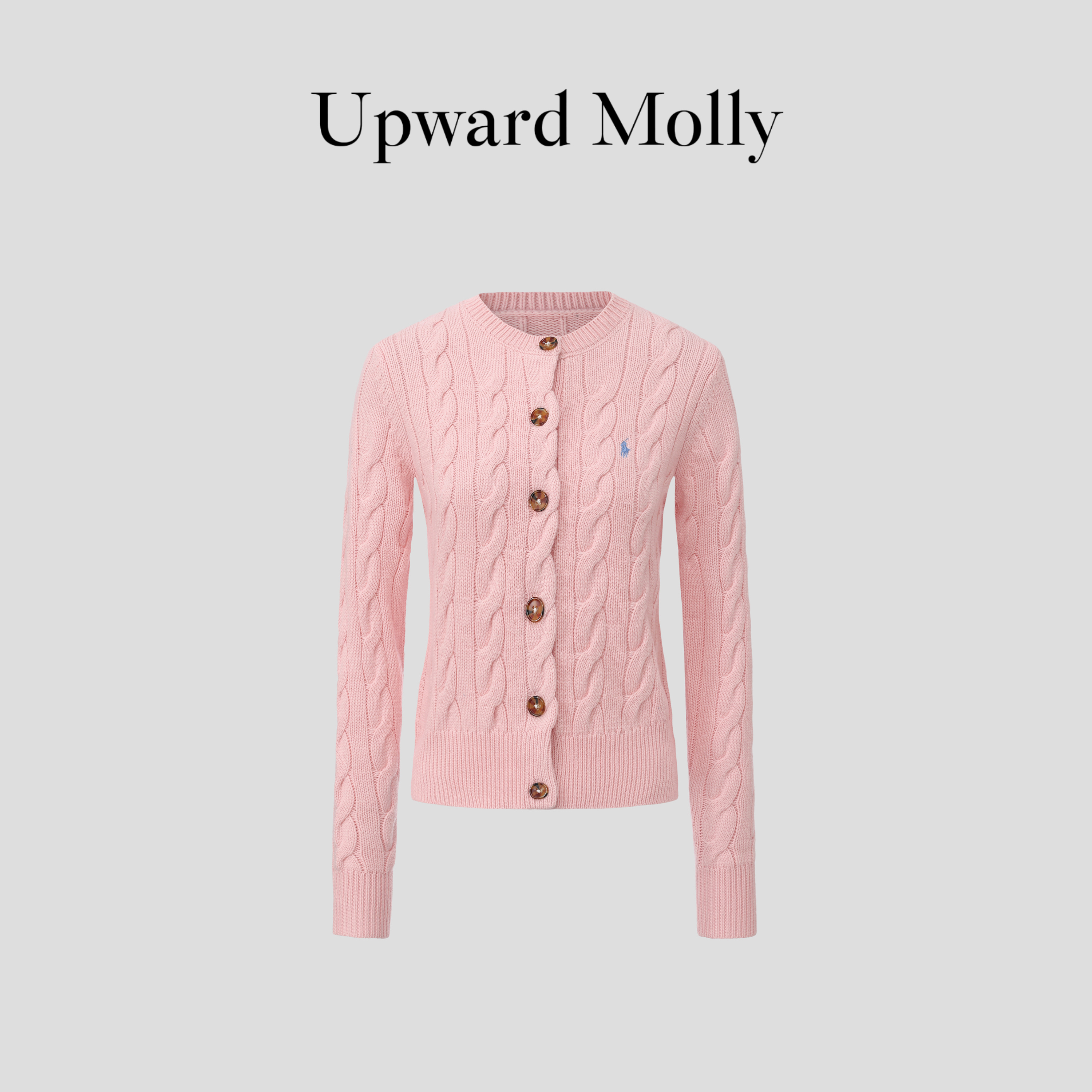 Upward Molly【悸动粉雾】羊绒羊毛冬季新款绞花开衫外套